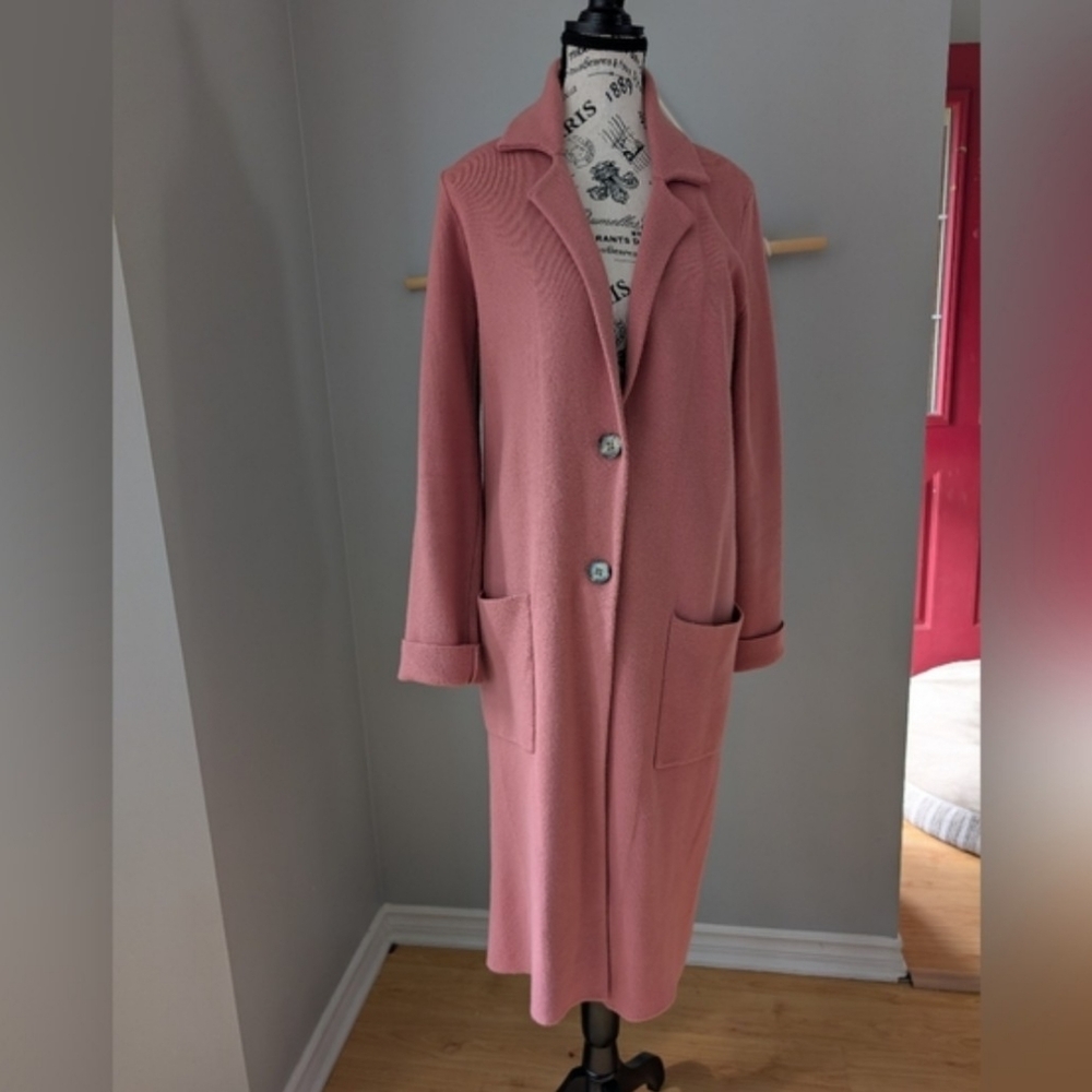Novelti Soft Peachy Pink Longline Coat/Cardigan  Size Small Oversized Soft
